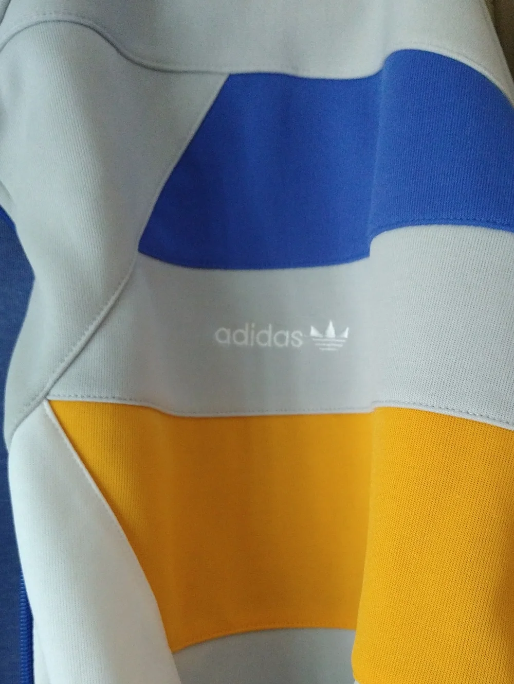 Adidas NWT Old School Strip Blue Yellow White Jacket -All Way Down -size XL